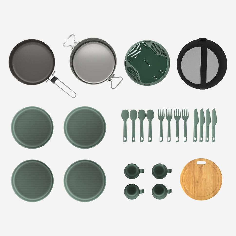 Quechua 500 Stainless Steel Nonstick Camping Cookset ?C 25-Piece for 4 People - Image 2